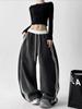 Calça Listrada Color Block Wide Leg Estilo Americano para Mulheres, Novidade Primavera 2026 Cintura Alta Solta Emagrecimento Reta Casual Comprimento Total