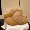 Pantuflas tipo Birkenstock con forro de felpa para mujer, nueva colección otoño/invierno 2026, con suela gruesa para mayor altura, con diseño de punta cerrada y forro mullido, versátiles pantuflas de algodón