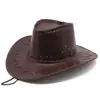 Nuevo Estilo Étnico Sombrero de Vaquero Occidental Agrietado Sombrero de Sol para Viajes al Aire Libre Playa Sombrero de Caballero Accesorios Sombrero de Sol