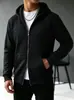 Moletom Cardigan com Capuz e Zíper Duplo Masculino, Jaqueta Grossa Solta com Forro de Fleece Outono e Inverno, Moletom Esportivo Casual Plus Size