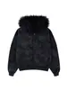 Sudadera con Capucha y Cuello de Piel Estampado de Camuflaje Moda Transfronteriza Europea y Americana Estilo Pareja Calle Holgada Retro Cardigan Sudadera