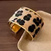 Pulsera Exagerada de Leopardo Marrón Ancho Transfronteriza Moda Personalidad Tendencia Pulsera Creativa Estilo Europeo y Americano Pulsera Única