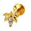 Brincos Zeming de Titânio com Galvanoplastia a Vácuo de Ouro 18K com Incrustação de Zircônia, Rosca Interna, Sensação de Alto Padrão