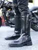 Botas altas de otoño largas, botas de hombre de moda extra largas con cremallera lateral, botas de montar, botas Martin de hombre altas forradas de vellón, botas de trabajo negras