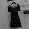 Vestido de Verano 2026 con Mangas Abullonadas para Mujer, Vestido de Estilo Francés para Banquetes, Elegante Falda Corta Irregular de Socialité