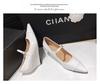 Zapatos de Tacón de Cuña con Punta Afilada para Mujer Primavera 2025 Tacones Altos Franceses Elegantes Moda Flats Hebilla de Una Línea Zapatos de Banquete Zapatos de Cuero Pequeños