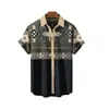 Lino Moda Hombre Patrón de Tortuga Verano Impresión 3D Transpirable Manga Corta Camisa Top Camisa de Verano Cuello