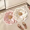 Felpudo Irregular Floral de Tierra de Diatomeas para Puerta de Entrada Estilo Lujo Nórdico, Felpudo para Vestíbulo Transfronterizo, Resistente al Desgaste, Resistente a la Suciedad, Felpudo de Fácil Cuidado