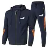 Traje deportivo para hombre, primavera y otoño, nueva marca de moda, ropa de trabajo, sudadera con capucha, conjunto casual de dos piezas para correr y deporte 1