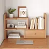 Estante de Almacenamiento de Madera Maciza para Escritorio, Estantería Simple de Múltiples Niveles sobre el Escritorio, Gabinete de Almacenamiento Retráctil para Escritorio de Oficina, Librero Pequeño para Estudiantes