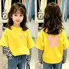 Camiseta de manga larga a rayas para niña, nuevo estilo primavera/otoño, top de cuello redondo moderno para bebés, ropa infantil holgada y casual