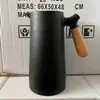 Termo Grande de Estilo Nórdico, Simple, con Asa de Madera Creativa, Termo de Vacío, Tipo Prensa, Tetera de Oficina