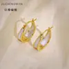 Pendientes de gota de aceite irregulares estilo ins para mujer, estilo Mori, con hebilla circular verde que combina con todo, elegantes, sencillos y de alta gama.