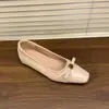 Primer Encuentro con la Temporada: Zapatos Planos Elegantes de Gamuza con Lazo Oculto, Nuevos para Primavera y Otoño, Slip-On de Piel Suave para Mujer, para el Trabajo