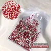 Bolsa de Accesorios de Arte de Uñas de Pedrería de Fondo Plano de Colores, Tamaños Mixtos, Pedrería Redonda Pequeña Blanca Transparente Súper Brillante para Arte de Uñas DIY