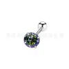 Brincos de Liga de Titânio F136 com Haste Integrada de Rosca Externa Zircônia Studs para Piercing na Orelha Sem Remover os Brincos Plugues Redondos para Orelha