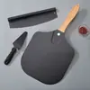 Espátula de pizza do fabricante, espátula de alumínio com efeito Teflon, cabo de madeira dobrável conjunto de espátula de transferência para assar pizza de 12 polegadas