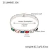 Pulsera Cuadrada de Acero Inoxidable con Piedras de Vidrio de Colores Diseño de Nicho Ins Joyería Moderna Genial Europea y Americana Chapada en Oro de 18K Que No Se Desvanece