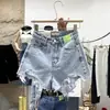 Shorts de mezclilla de talle alto para mujer, talla grande 5XL, corte holgado, adelgazantes, rotos, con flecos, pantalones cortos de moda