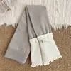 Leggings finos de veludo escovado para meninas, para outono e inverno, com alta elasticidade, estilosos e versáteis, com detalhes de laço, calça espessa