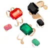 Set de 2 Piezas de Pulseras y Anillos con Encantos Cuadrados Elegantes Estilo Bohemio, Adecuado para Celebraciones, Bodas, Día de San Valentín