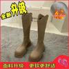 Botas novas de outono 2022 com sola grossa aumentada, botas finas, botas longas femininas, bico redondo, boca em V, emagrecimento, botas altas
