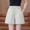 Shorts de verano nuevos a medida de cintura alta en línea A para mujer, versátiles, adelgazantes, de pierna ancha, pantalones casuales de moda