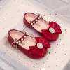 Zapatos Planos Nuevos de Primavera y Otoño con Lentejuelas, Perlas y Lazos, Zapatos Bajos de Piel, Suela Suave, Zapatos de Rendimiento, Zapatos de Princesa para Niños