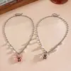 Oso de Peluche Corazón Gota de Agua de Zircón Collar de Perlas Cadena de Suéter Exquisita Cruz Europea y Americana Estilo Lindo Accesorio de Nicho