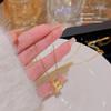 Collar de lujo con luz geométrica de estilo japonés y coreano, joyería para mujer de alta gama, diseño de nicho, colgante de acero de titanio, elegante y dulce cadena de clavícula.