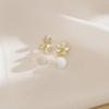 Pendientes de flor de ópalo de estilo francés dulce y elegante de lujo ligero 2023 nuevo clip para oreja sin perforación tipo espiral para mosquitos de alta calidad