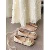 Zapatos Planos de Dama de Honor con Flores Mary Jane Punta Cuadrada Zapatos Estilo Nuevo Primavera y Otoño 2025 Dama Suave con Zapatos para Falda