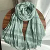 Outono Novo Algodão Misturado Cachecol Feminino Artístico Retro Especial Fio Horizontal Strip Xale Cor Sólida All-match Cross-border Comércio Exterior Atacado