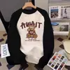 Sudadera de Gama Alta de Color Contrastante para Mujer, Mangas Raglán, Oversize Talla Grande Cubre-Cuerpo, Chaqueta Estudiante Pequeña