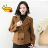 Nuevo Abrigo de Lana con Solapa Ajustado para Mujer Otoño Invierno Lujo Ligero Sensación de Alta Gama Abrigo Corto de Lana Venta al por Mayor Transfronteriza