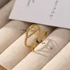 Anillo de acero de titanio con diseño de nicho hueco fresco de estilo transfronterizo europeo y americano, anillo de acero inoxidable ajustable con apertura retro