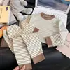 Ropa interior térmica y pijamas de otoño para niños y niñas, conjunto de ropa interior suave, cálido y engrosado, ropa de casa sin costuras a rayas para niños mayores