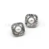 Botón de Aleación de Zinc Hueca con Tachuelas de Diamante Cuadradas de 11 mm de Diagonal, de Pie Alto, Cosido a Mano, Botón Pequeño Estilo Chanel, Botón Combinado de Resina
