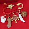Alfinete de segurança infantil antigo ouro de areia pingente de bebê acessórios de dente de cachorro preto com contas broche do zodíaco ouro de areia faca de madeira de pêssego