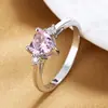 Anillo de Amor Simple de Nueva Nicho Transfronterizo para Mujer Anillo de Zirconia de Color de Alta Gama Anillo de Boda con Forma de Corazón Joyería de Nicho