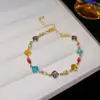 ¡Sueños Arcoíris! Pulsera de Piedras Preciosas tipo Cubo de Azúcar Multicolor, Pulsera Estilo Palacio Vintage para Mujer, Joyería de Lujo Ligero de Alta Gama al por Mayor