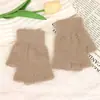 Luvas Simples de Pelúcia para Mulheres, Luvas Quentes de Inverno Sem Dedos, Luvas de Meio Dedo Cor Sólida Sem Cobertura, Luvas de Escrita para Estudantes