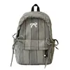 Mochila Casual Estilo Coreano Cor Contrastante Nova Leve Versátil Moderna Mochila de Campus Bordado de Laço Bolsa Escolar para Estudante