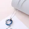 Nuevo Suéter de Cadena para Pareja Sansheng III Estilo Ins Diamante Tres Anillos Acero Inoxidable Collar Venta al por Mayor