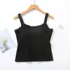 Una generación de chaleco de algodón con cuello cuadrado y almohadilla en el pecho, copa de una pieza, moda ajustada, cintura sexy, tirante fino