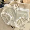Nuevas Bragas de Seda Helada de Cintura Media para Mujer Verano 10A Transpirables Cómodas Entrepierna Extendida Antibacterianas Braguitas de Cintura Media para Mujer