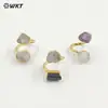 WT-R495 anillo clásico de amatista natural y turmalina negra en grava Open Británico exportación joyería popular