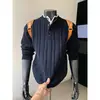 Em estoque novo estilo outono e inverno 2026 suéter de malha casual de alta qualidade falso duas peças para homens, jaqueta plus size única, marca da moda