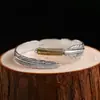 Pulsera de Pluma para Hombre Tendencia India Retro Takahashi Goro Pulsera Abierta Plateada Pulsera de Plata de Moda