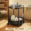Carrito multifuncional móvil con estante de doble capa, mesita de noche con ruedas, estante de almacenamiento, mesa auxiliar para sala de estar, mesa de centro